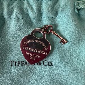 Please Return to Tiffany & Co. Silver Heart Key Pendant